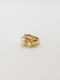 Gold Coral Textured Chunky Pearl Ring