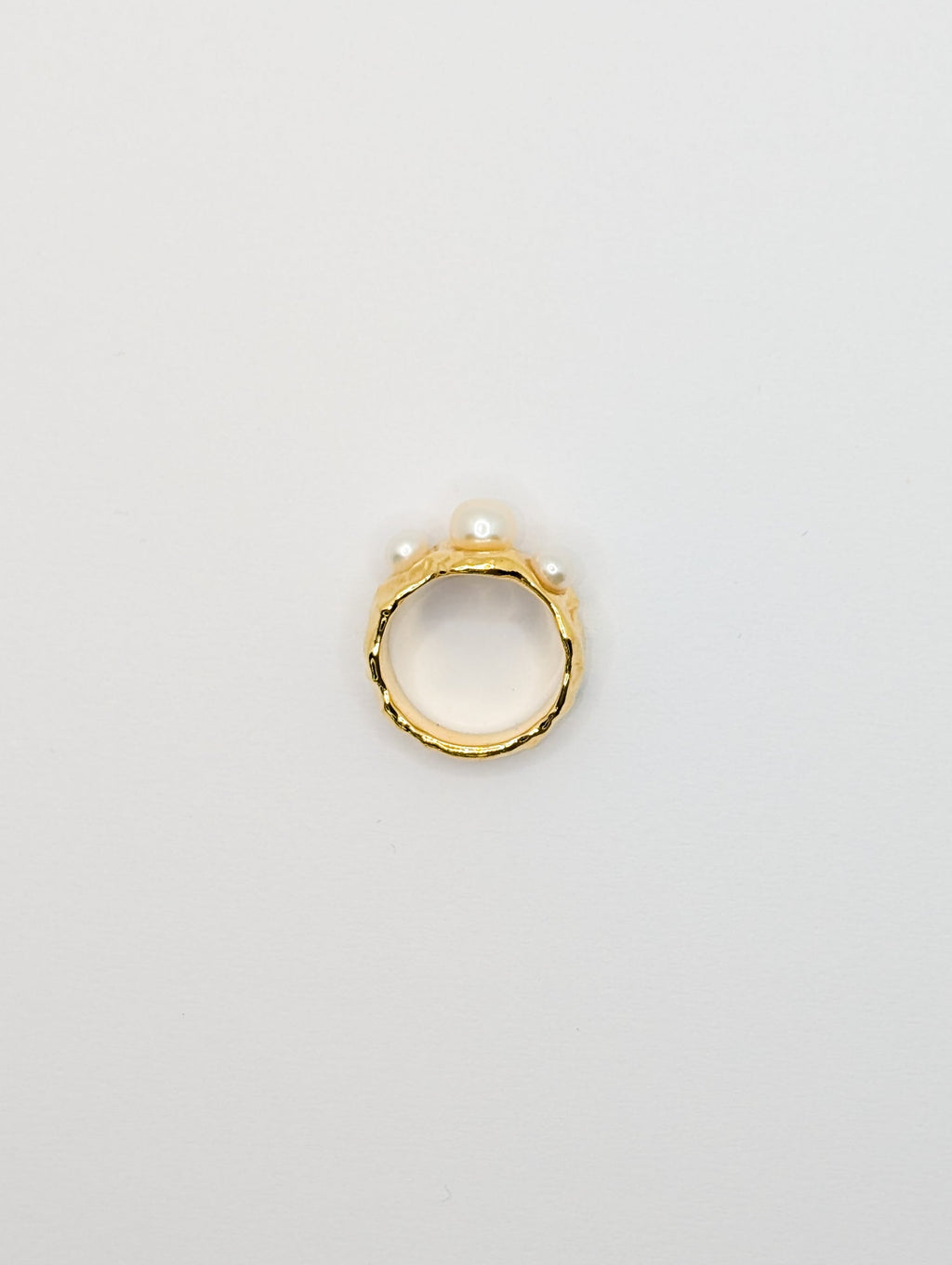 Gold Coral Textured Chunky Pearl Ring