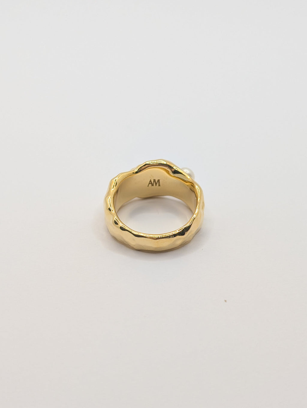 Gold Coral Textured Chunky Pearl Ring